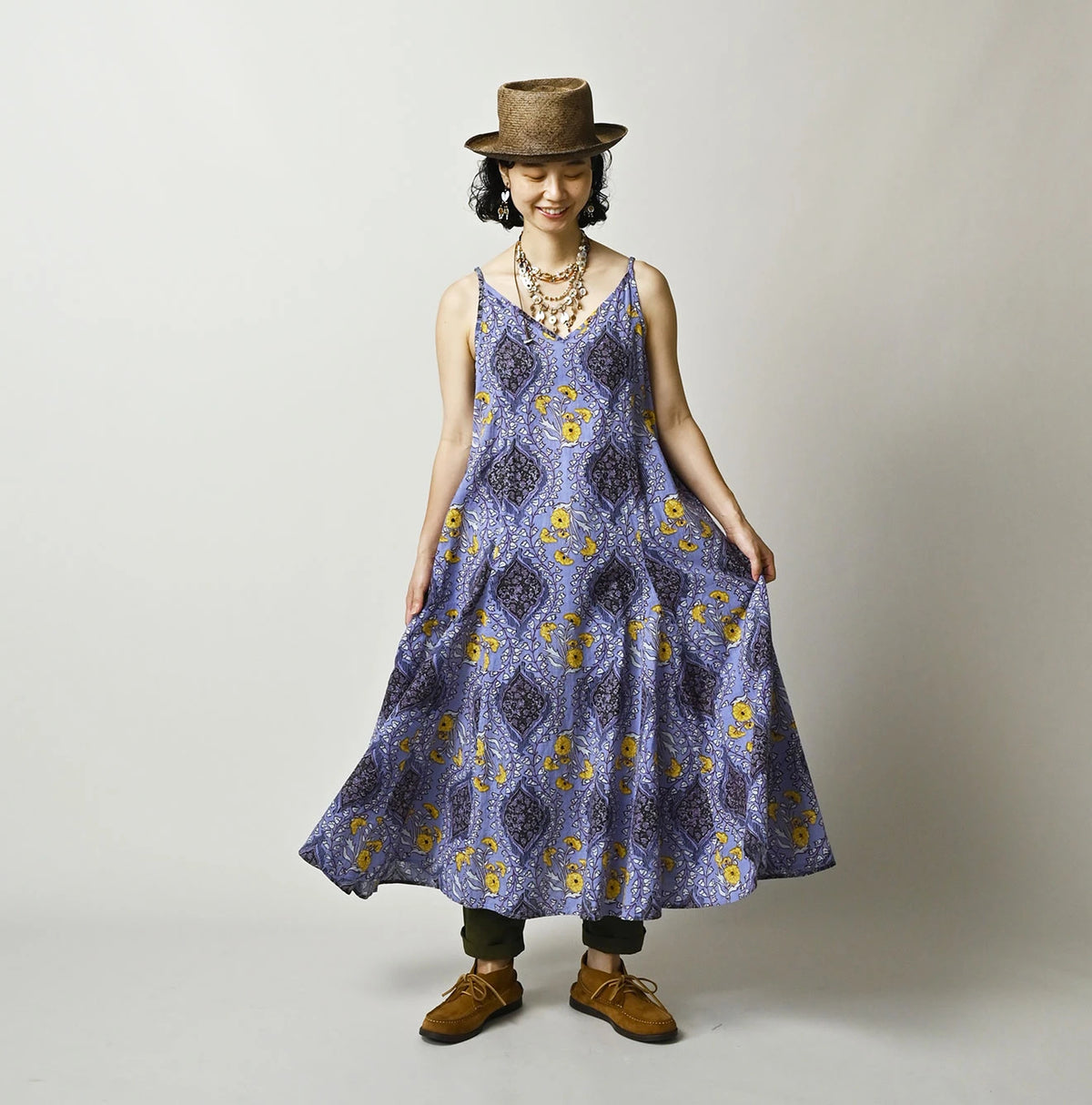45R Saffron Block Print Umbrella Dress