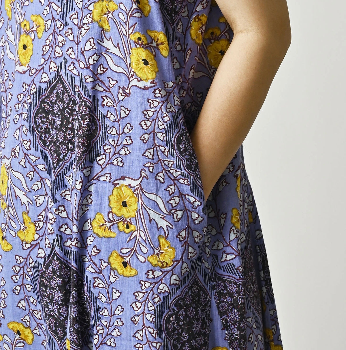45R Saffron Block Print Umbrella Dress