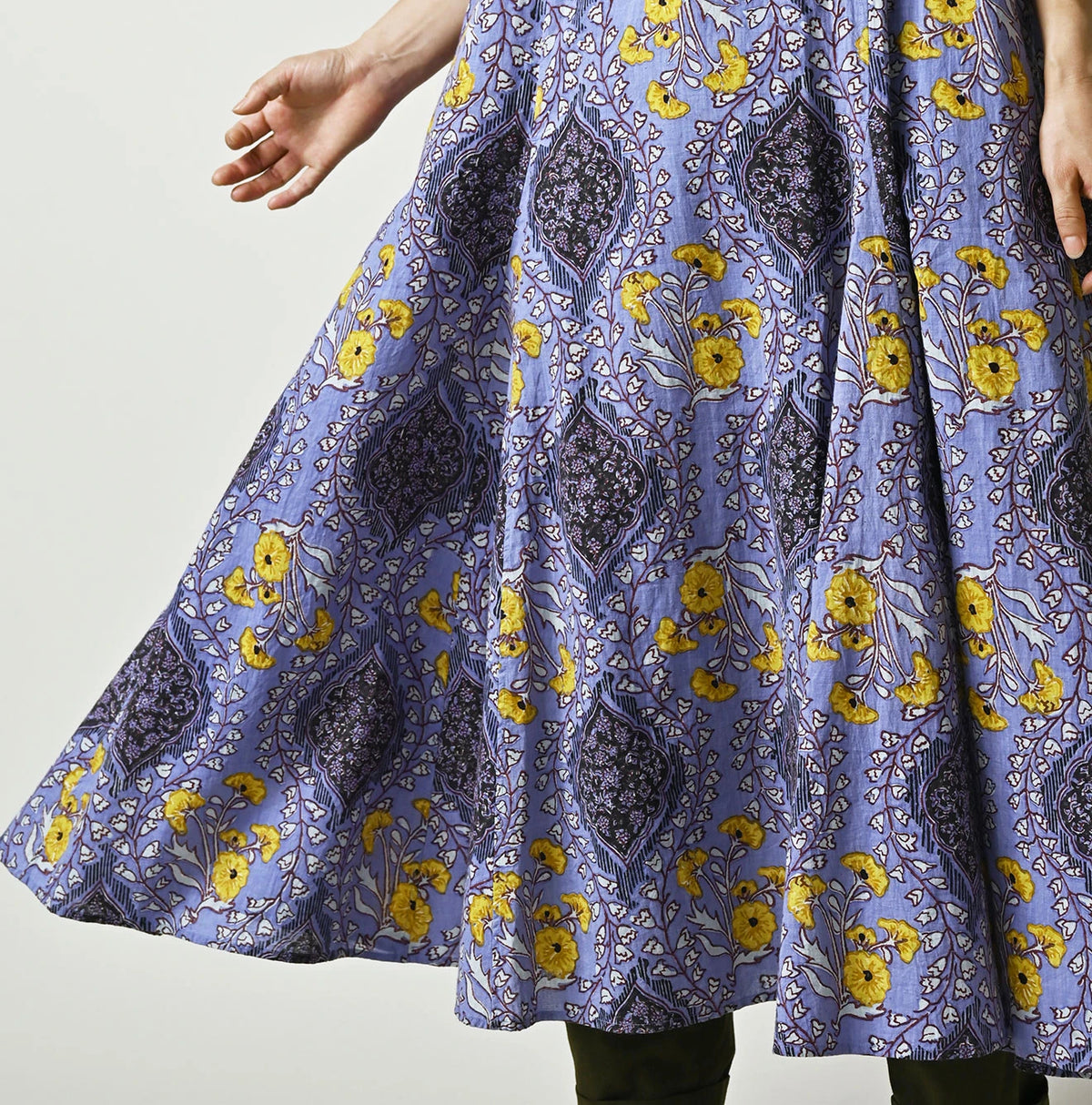 45R Saffron Block Print Umbrella Dress