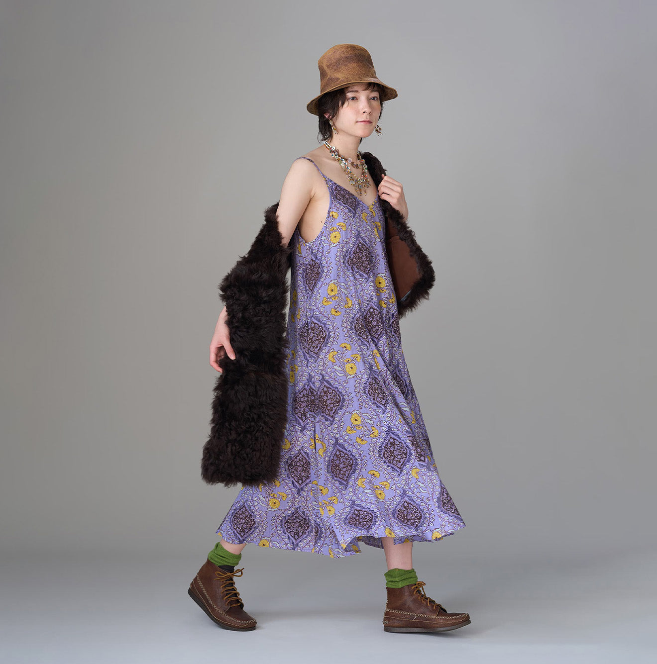 Saffron Block Print Umbrella Dress - Image 3