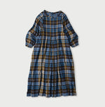 45R Ai Indigo Check Khadi Dobby Tuck Dress