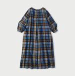 45R Ai Indigo Check Khadi Dobby Tuck Dress