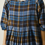 45R Ai Indigo Check Khadi Dobby Tuck Dress