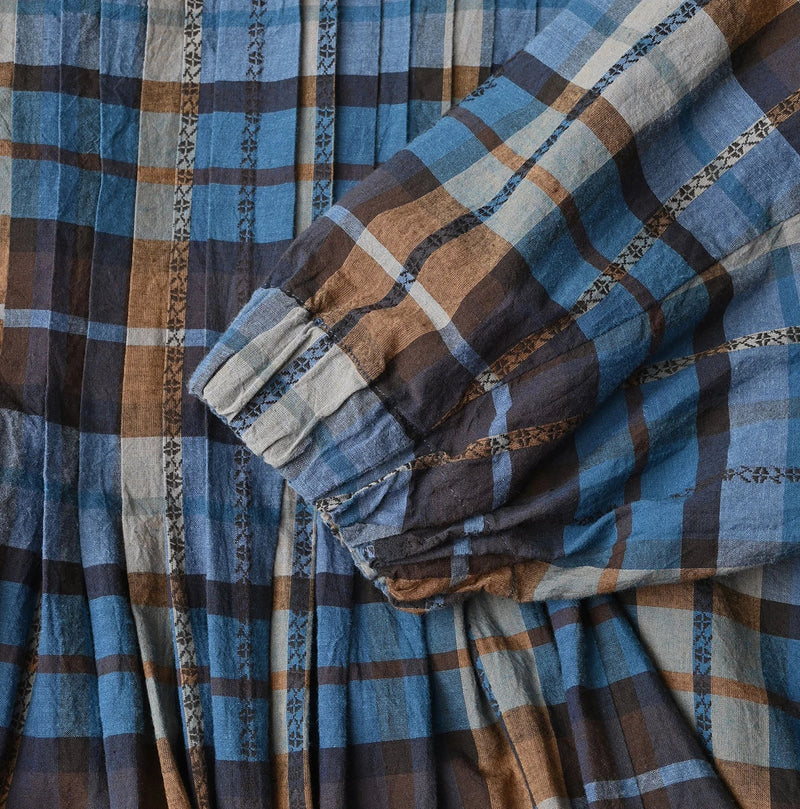 45R Ai Indigo Check Khadi Dobby Tuck Dress - Image 16