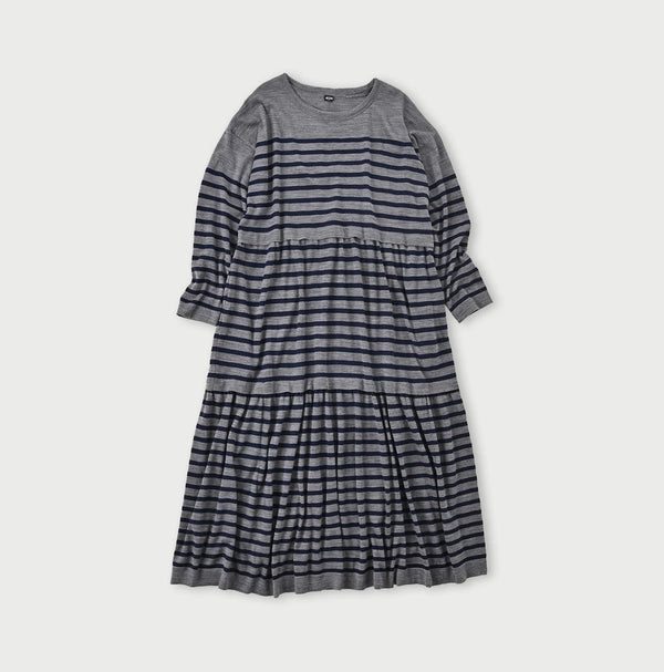Basque Tenjiku Stripe Tiered Dress - 45R by 45rpm studio