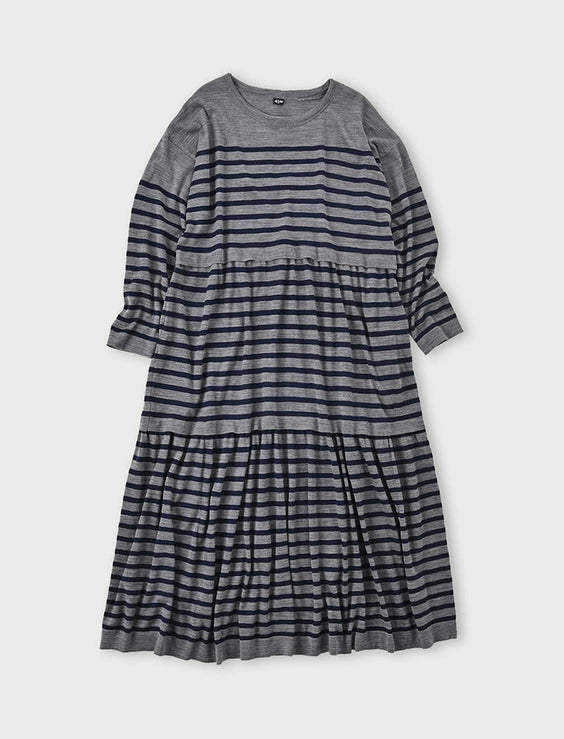 Basque Tenjiku Stripe Tiered Dress