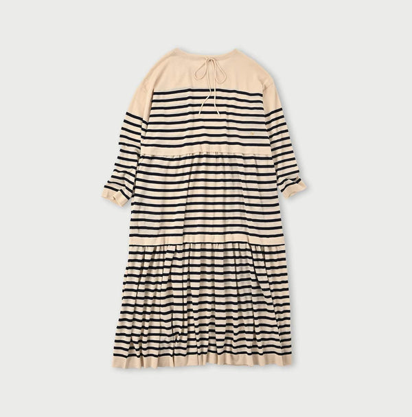 Basque Tenjiku Stripe Tiered Dress - 45R by 45rpm studio