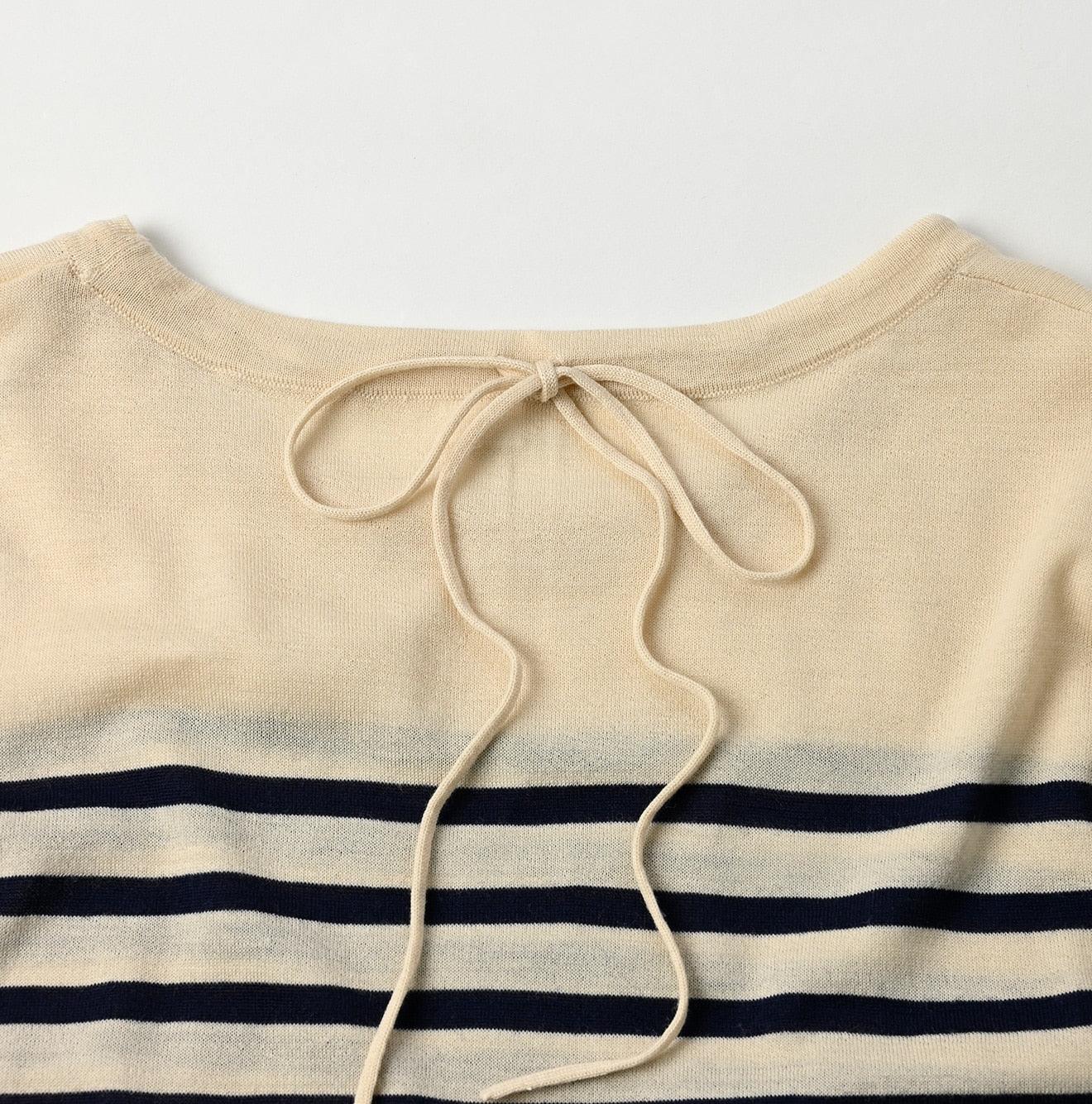 Basque Tenjiku Stripe Tiered Dress - 45R by 45rpm studio