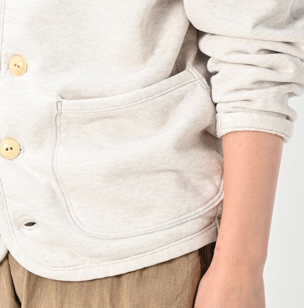 45R Heritage Cotton Fleece 908 Binding Cardigan (Top-dyed)