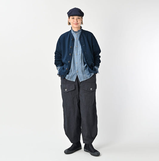 45R Indigo Heritage Cotton Fleece 908 Binding Cardigan