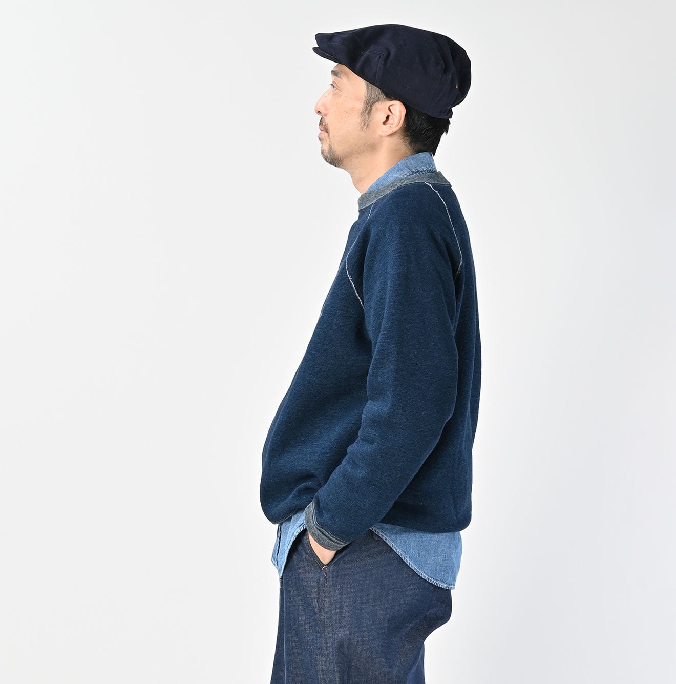 Indigo Cotton Fleece 908 Raglan Sweat | 45R Official Online Store