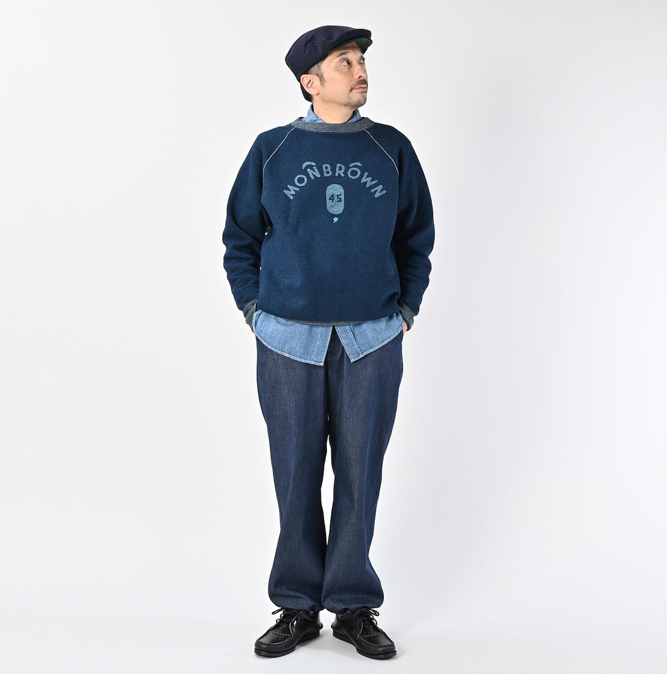 Indigo Cotton Fleece 908 Raglan Sweat | 45R Official Online Store