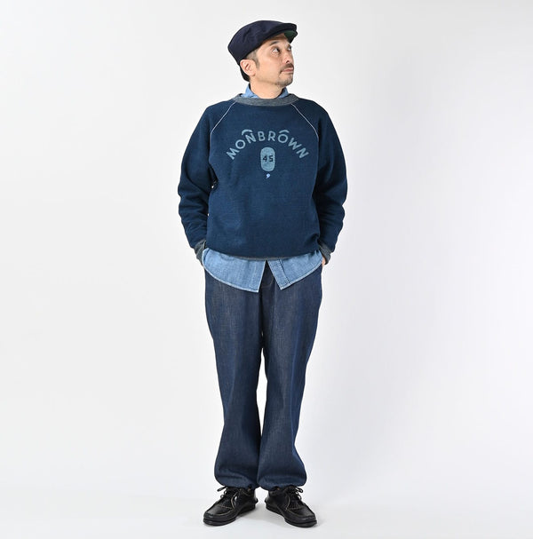 45R Indigo Cotton Fleece 908 Raglan Sweat
