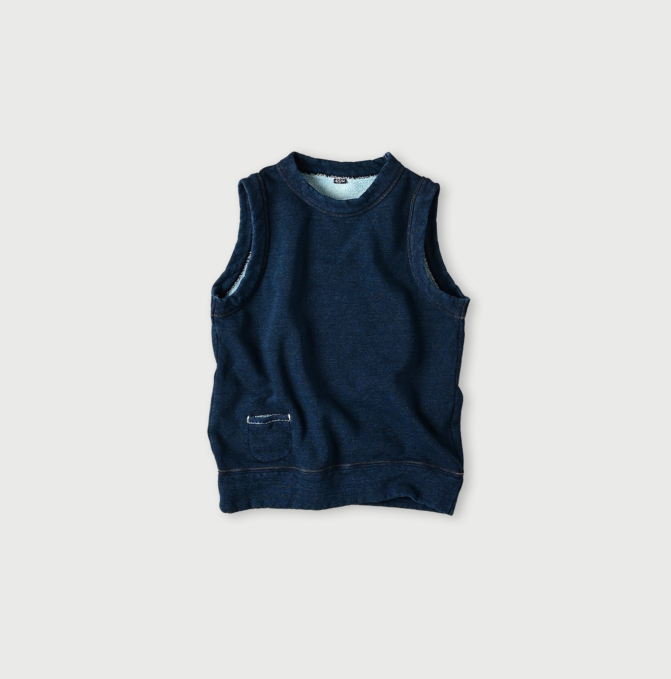 45R Indigo Cotton Fleece Vest