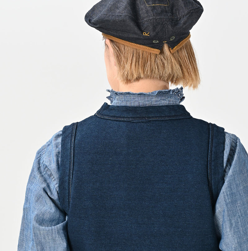 45R Indigo Cotton Fleece Vest
