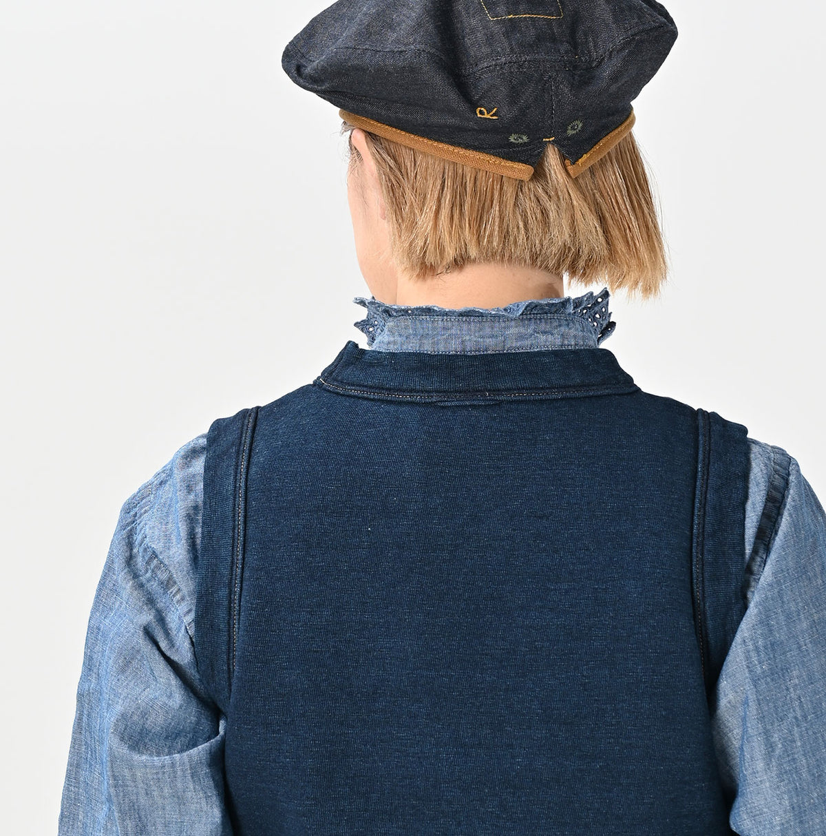 45R Indigo Cotton Fleece Vest