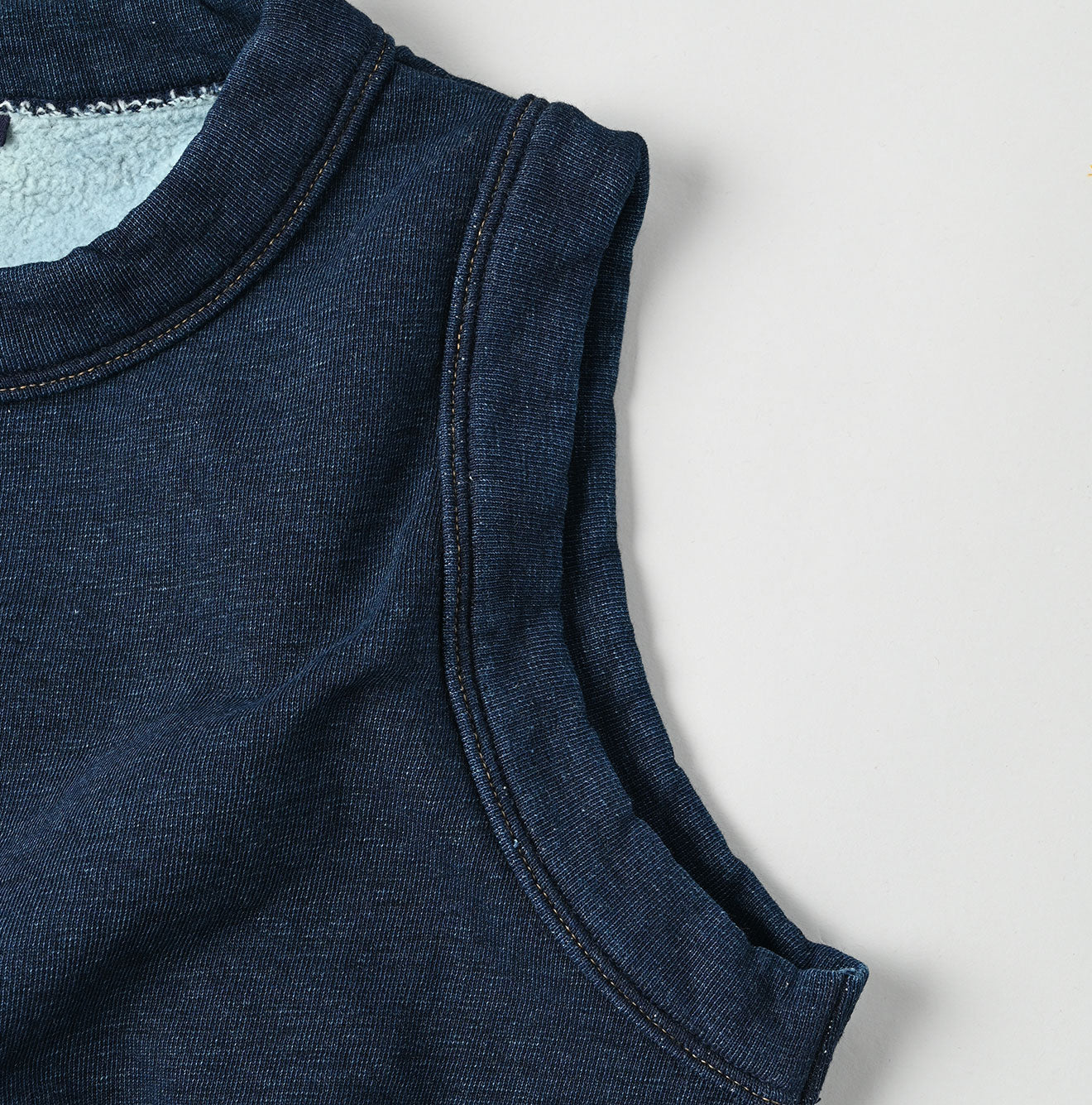 【45R Umii908】Indigo Shambray Down Vest Indigo Cotton Fleece Vest | 45R Official Online Store – 45R GLOBAL