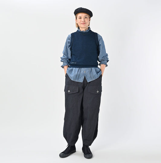 45R Indigo Cotton Fleece Vest