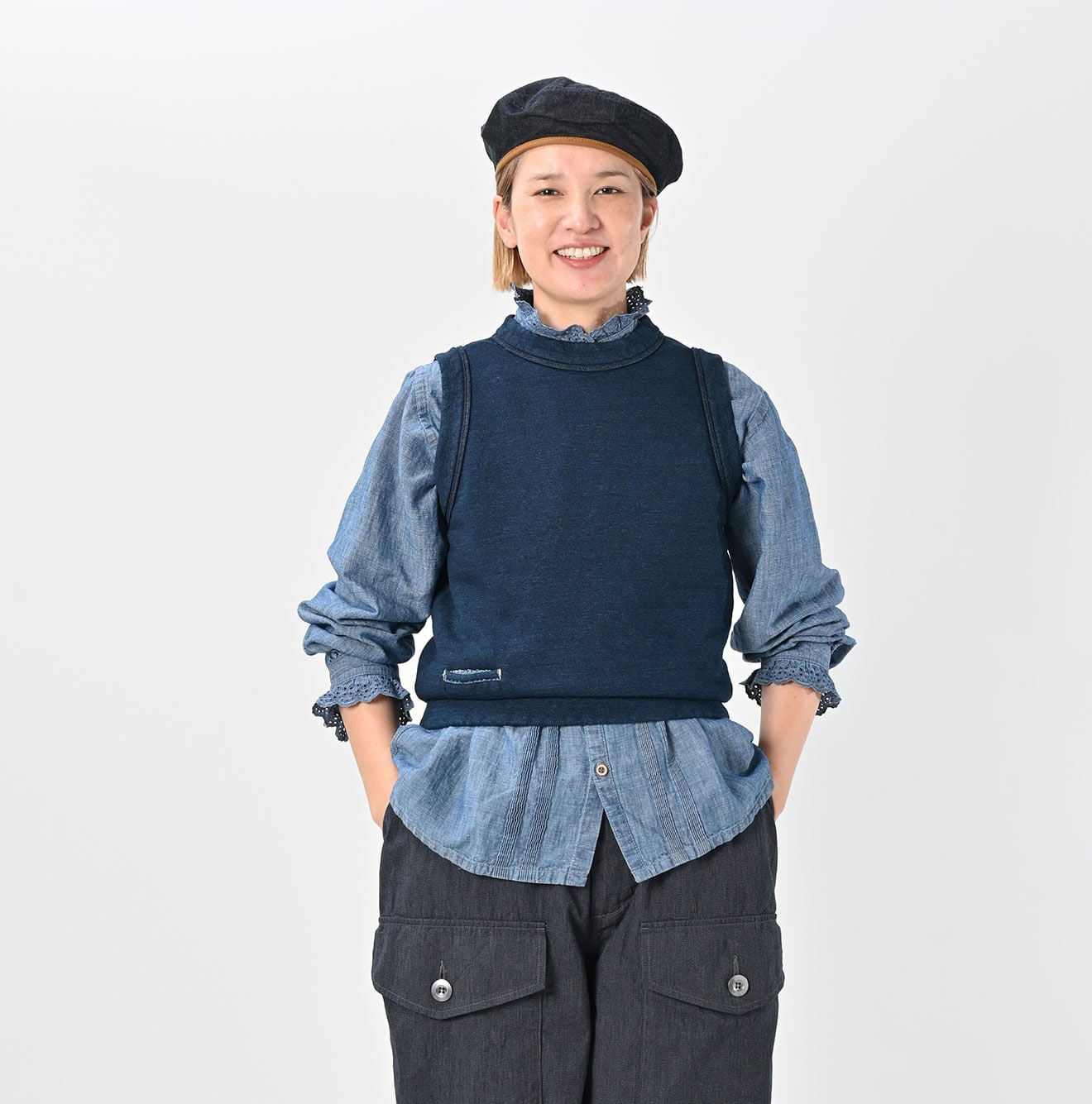 Indigo Cotton Fleece Vest | 45R Official Online Store – 45R GLOBAL