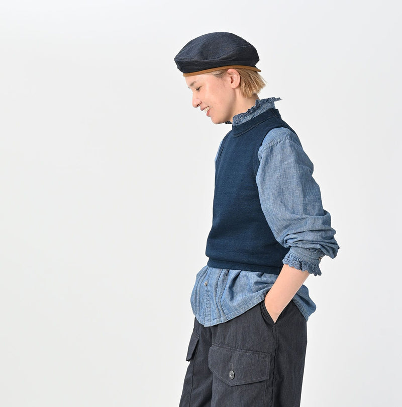 45R Indigo Cotton Fleece Vest