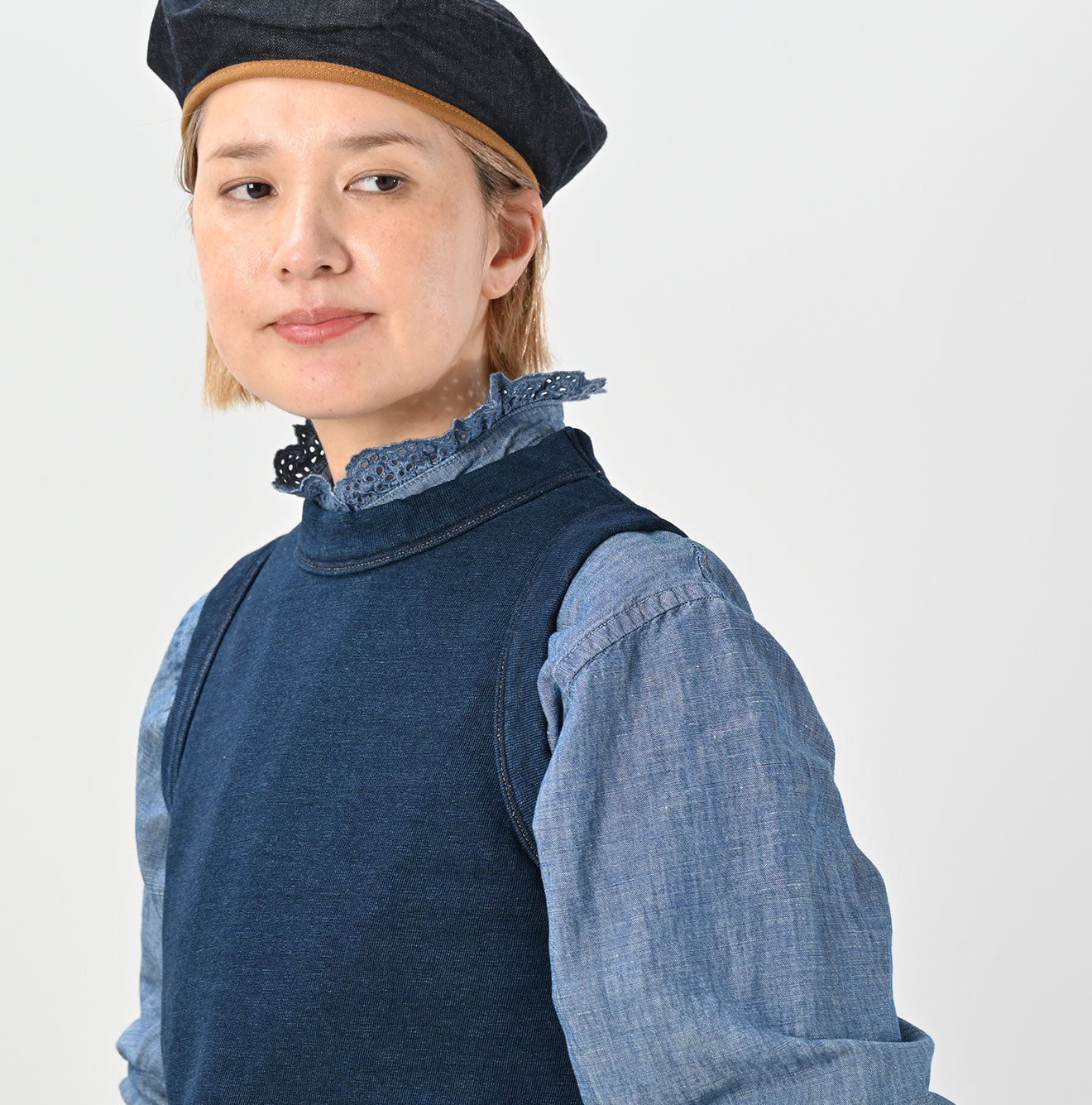 45R Indigo Cotton Fleece Vest - Image 7