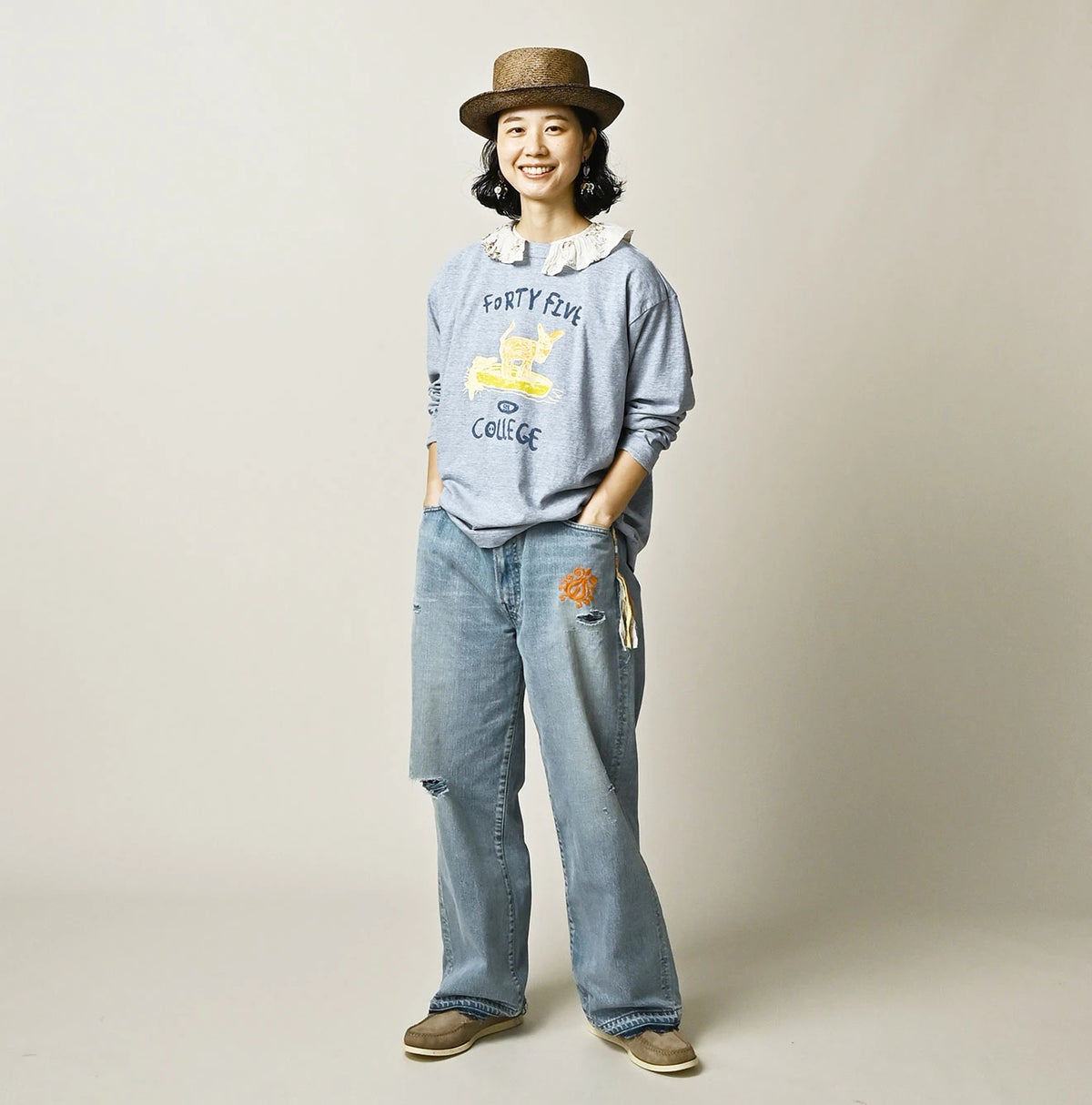 45R Donkey College 908 Long Sleeve T-shirt (Top-Dyed)