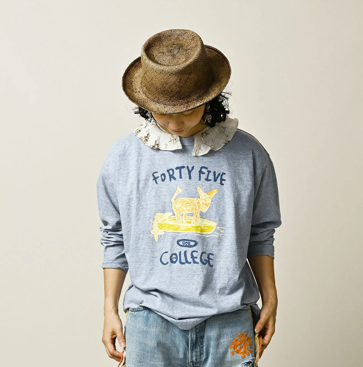 45R Donkey College 908 Long Sleeve T-shirt (Top-Dyed)