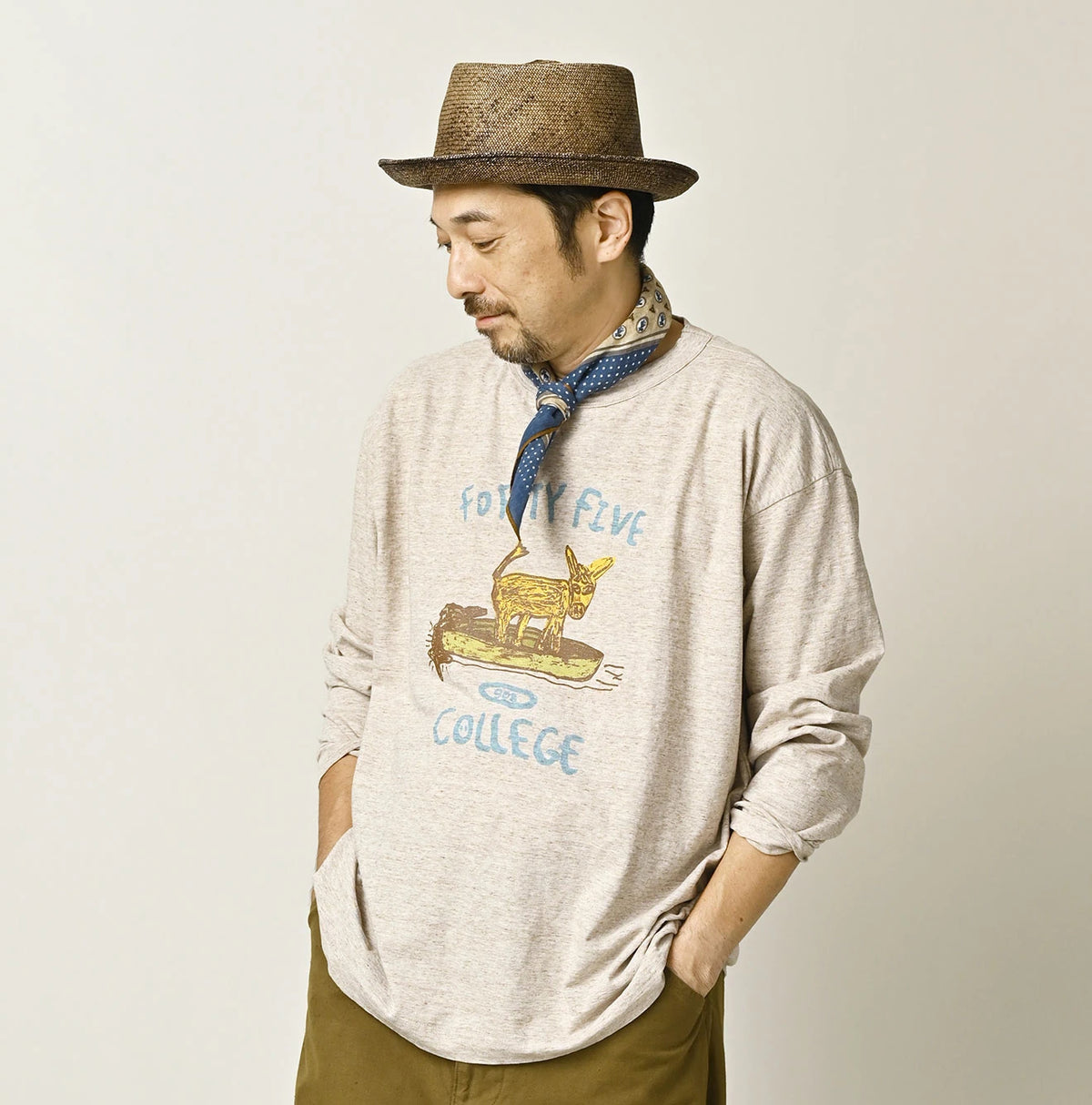 45R Donkey College 908 Long Sleeve T-shirt (Top-Dyed)