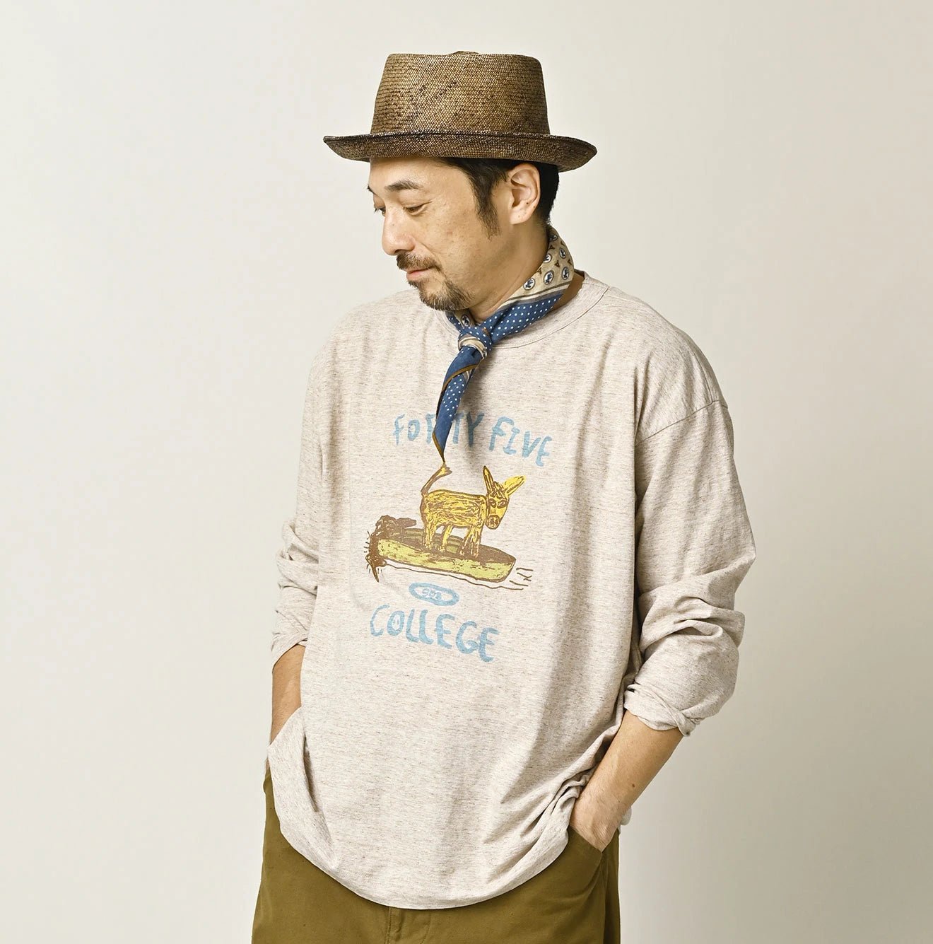 45R Donkey College 908 Long Sleeve T-shirt (Top-Dyed) - Image 11