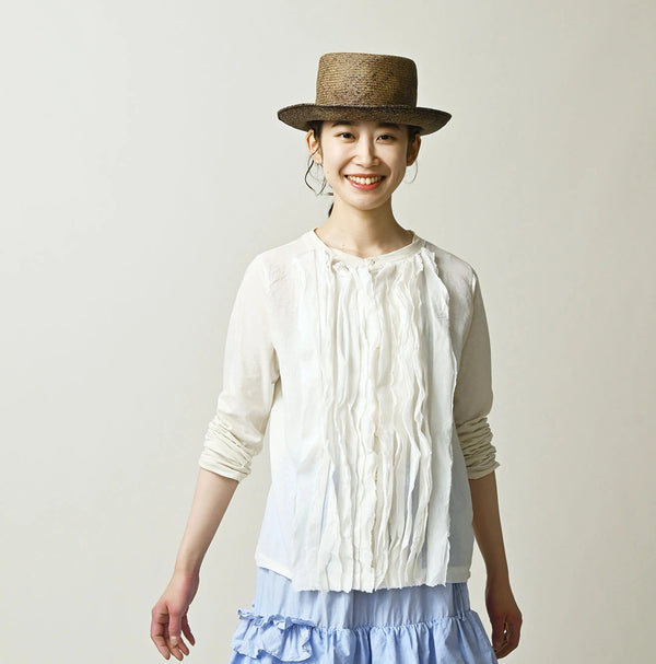 45R Tenjiku x Feather Khadi Frill Cardigan