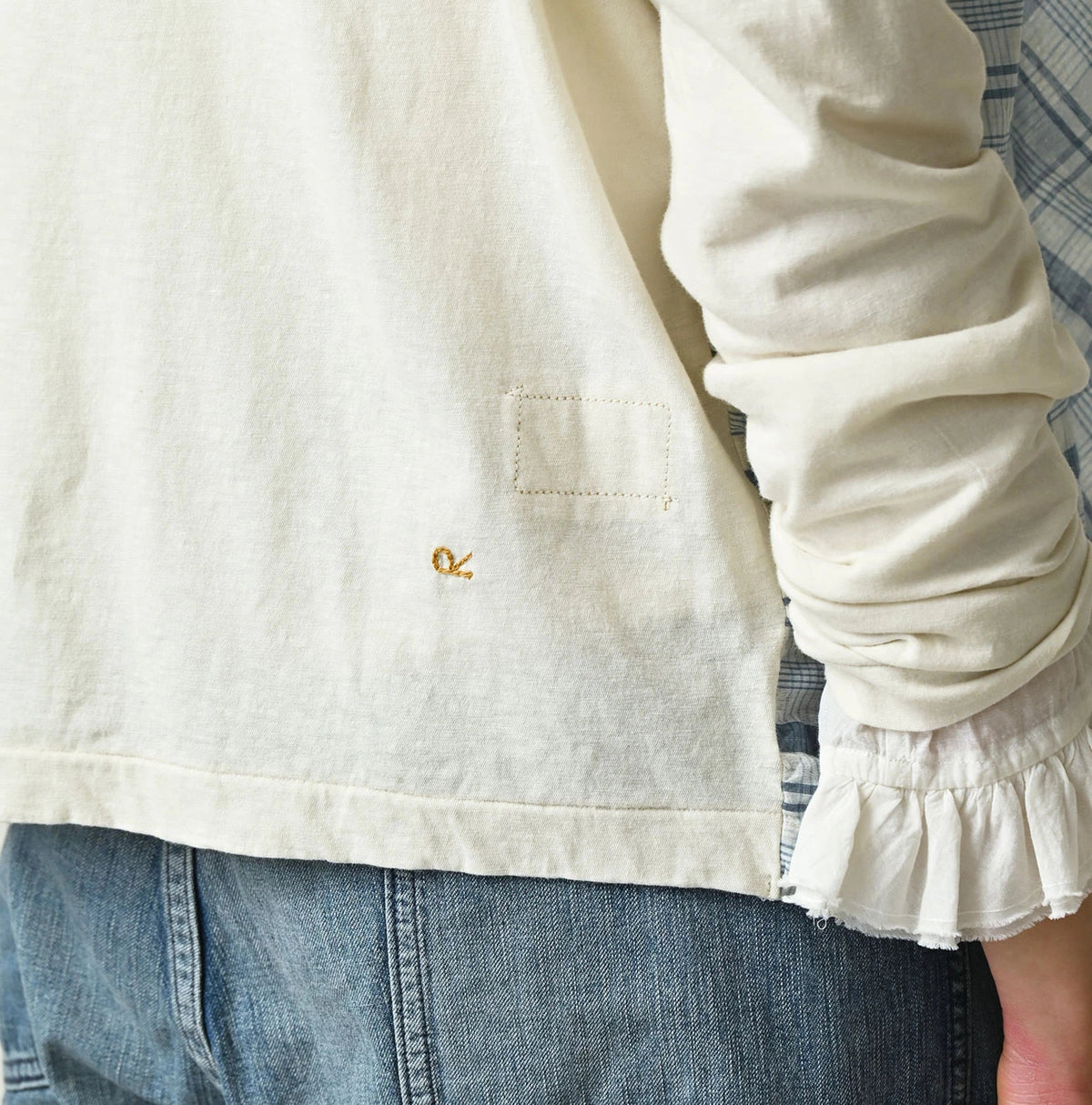 45R Tenjiku x Feather Khadi Frill Cardigan