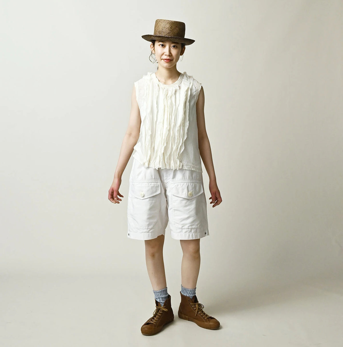 45R Tenjiku x Feather Khadi Frill Camisole