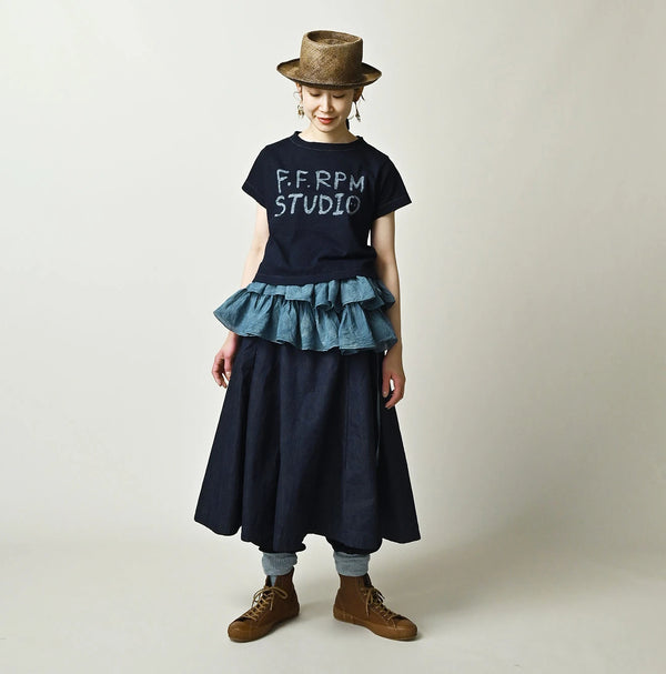 45R Indigo Donkey Logo Embroidery Chibi Hime T-shirt