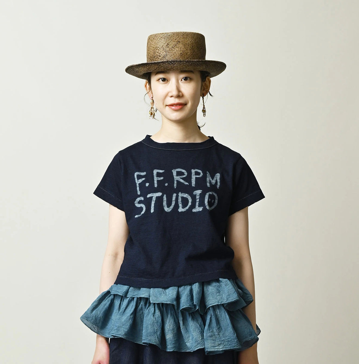 45R Indigo Donkey Logo Embroidery Chibi Hime T-shirt