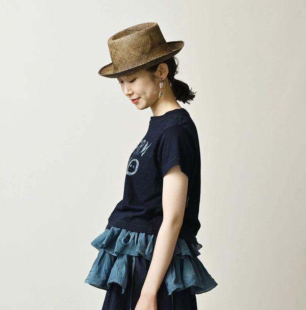 45R Indigo Donkey Logo Embroidery Chibi Hime T-shirt