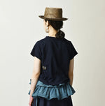45R Indigo Donkey Logo Embroidery Chibi Hime T-shirt