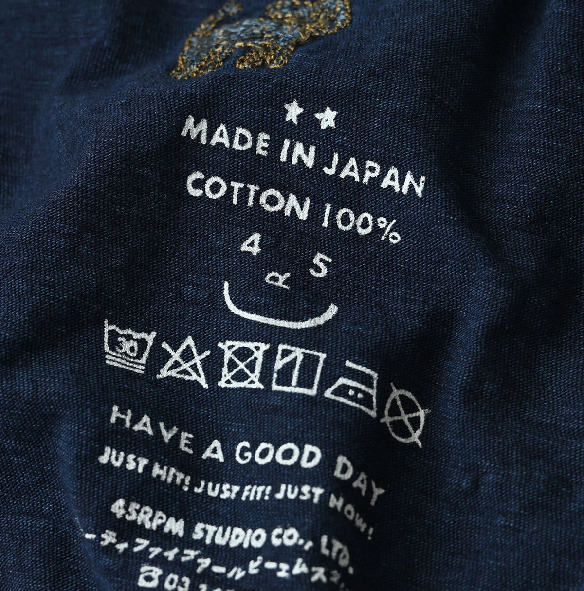 45R Indigo Donkey Logo Embroidery Chibi Hime T-shirt
