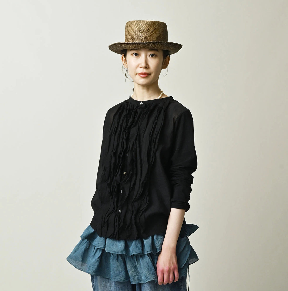 45R Tenjiku x Feather Khadi Frill Cardigan