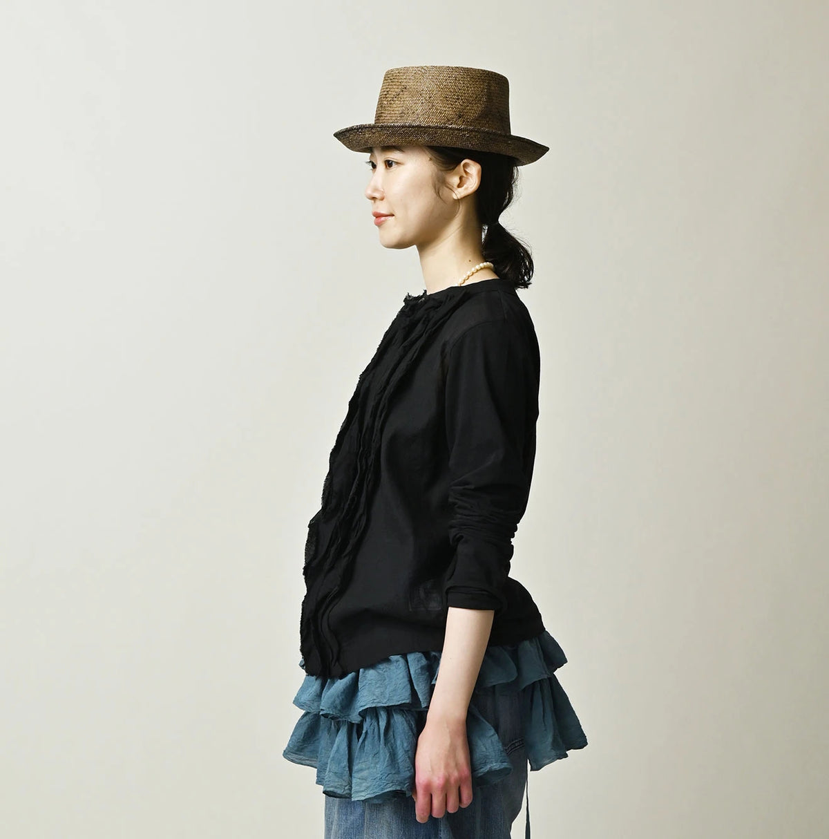 45R Tenjiku x Feather Khadi Frill Cardigan