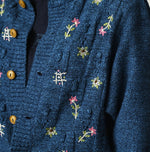 45R Indigo Bonbon Flower Bolero