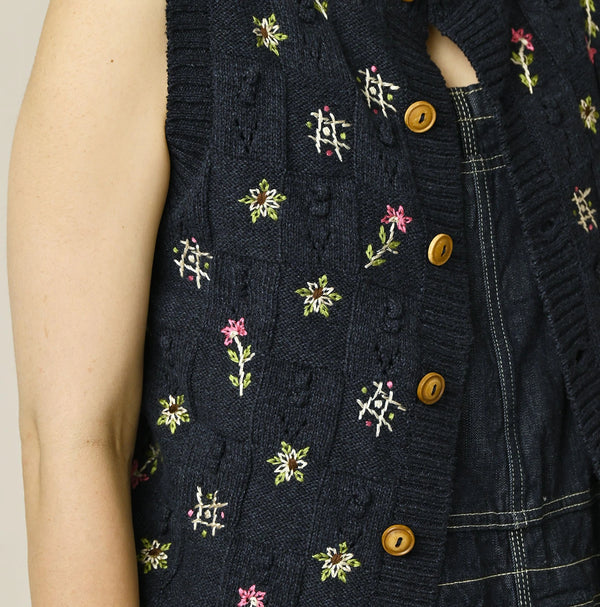 45R Indigo Bonbon Flower Vest