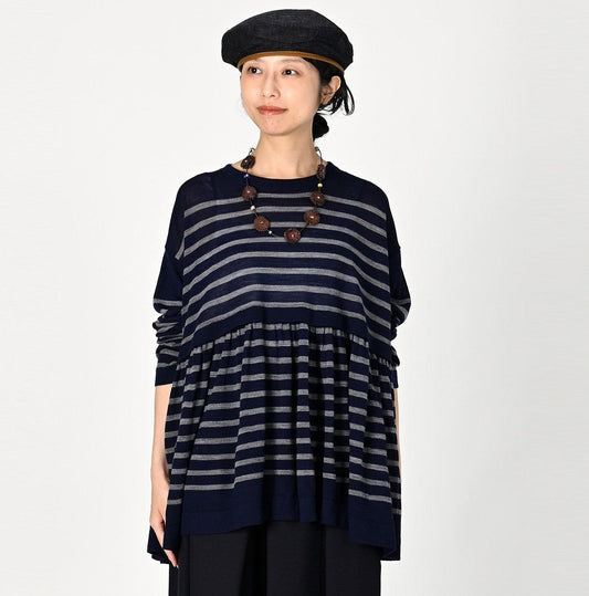 Basque Tenjiku Stripe Tiered Tunic - 45R by 45rpm studio