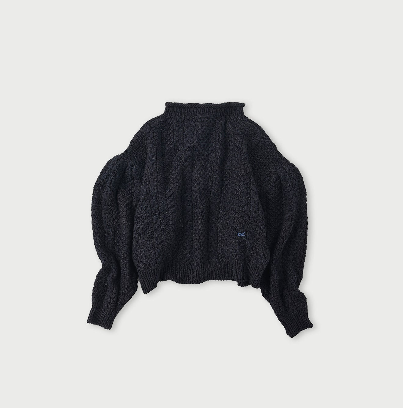 45R Indigo Nordic Aran Puff Sweater