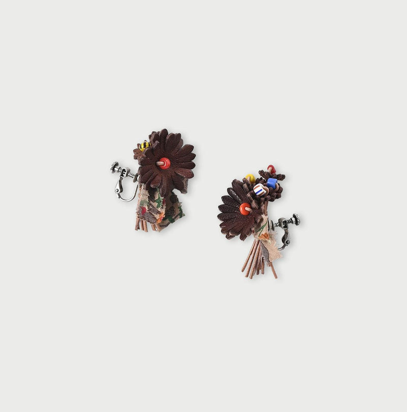 45R Leather Bouquet Flower Earrings