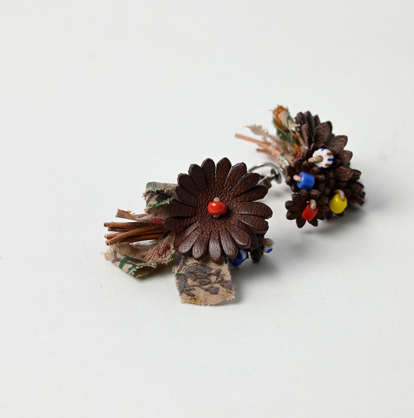 45R Leather Bouquet Flower Earrings