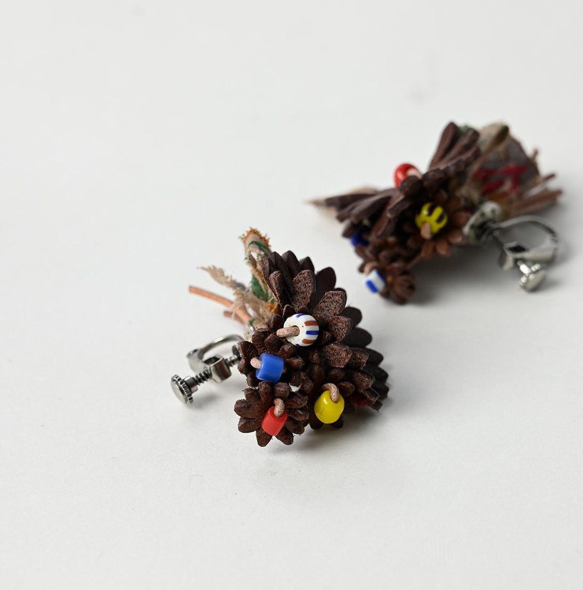 45R Leather Bouquet Flower Earrings