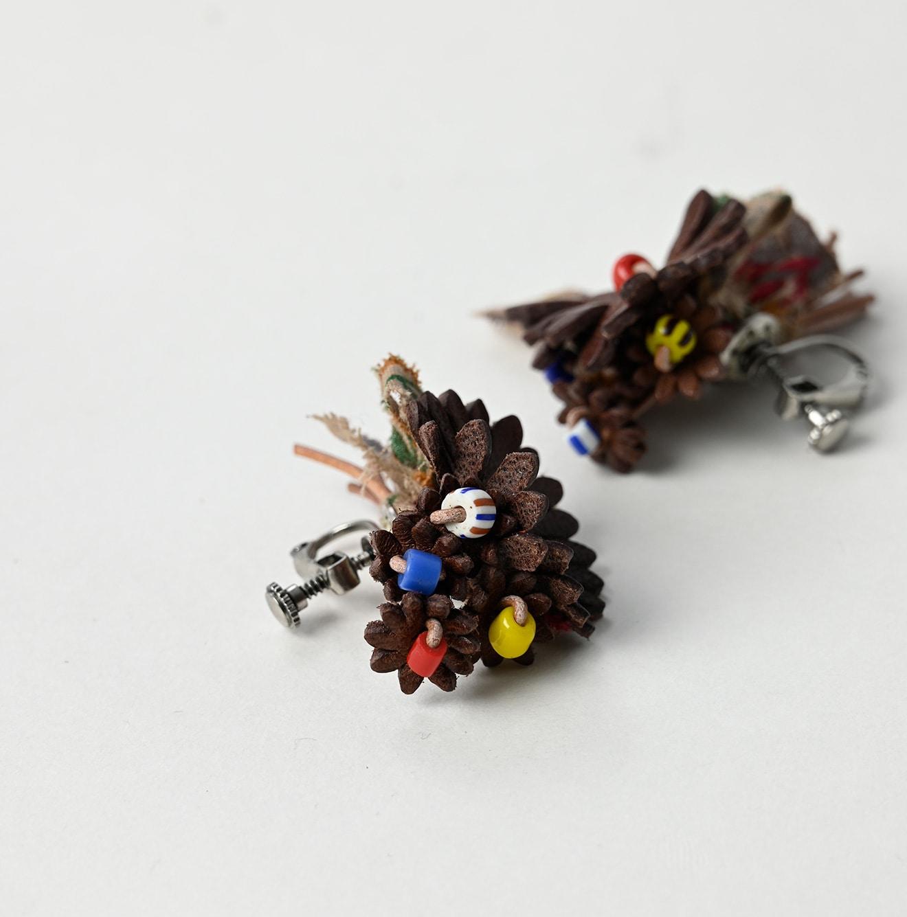 45R Leather Bouquet Flower Earrings