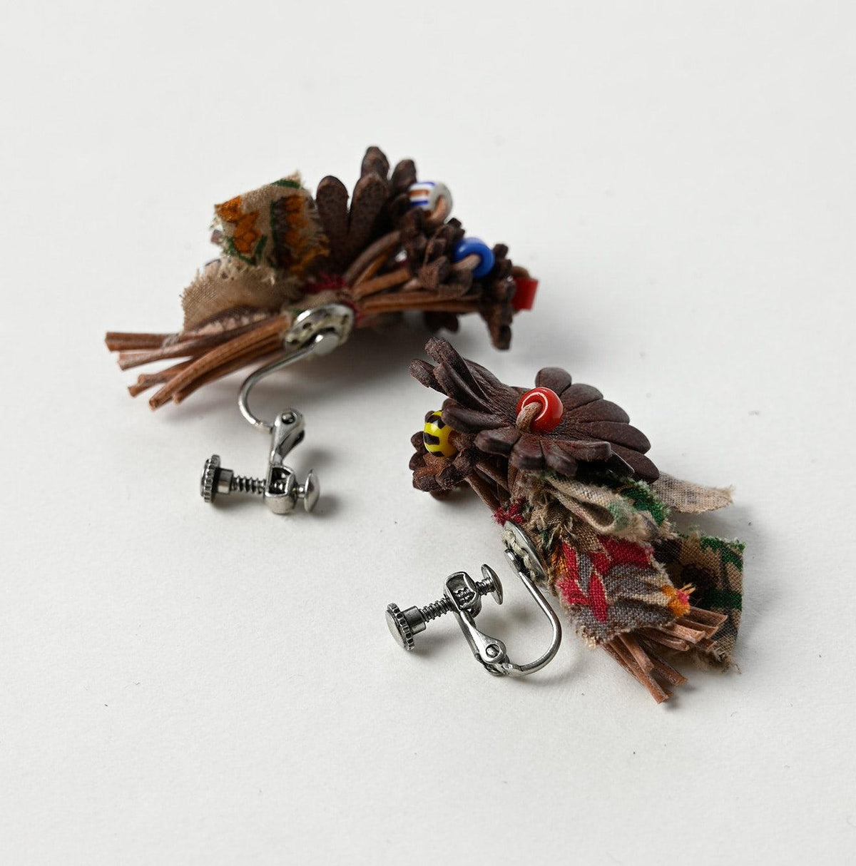 45R Leather Bouquet Flower Earrings