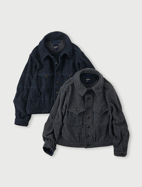 Indigo Cotton Tweed Annie Blouson