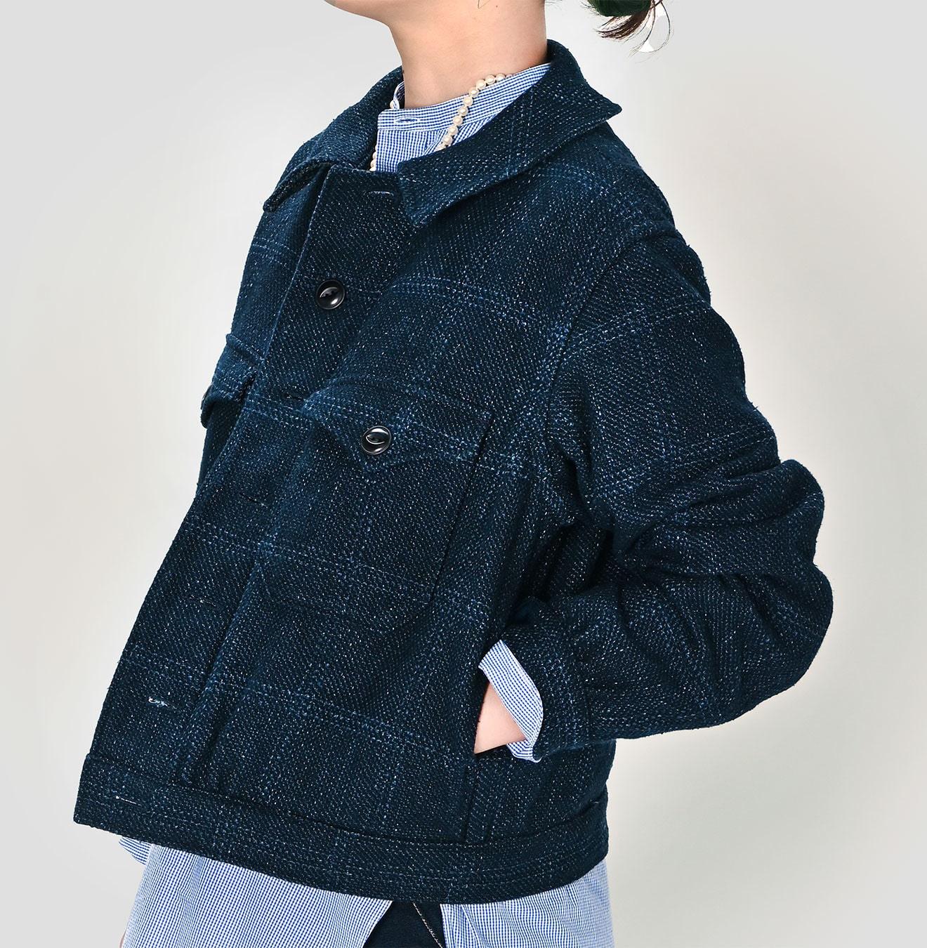 45R 45rpm ツイルKNIT PEA JACKET JJ X PBR Southwestern Print Wool Jacket with Knit Collar